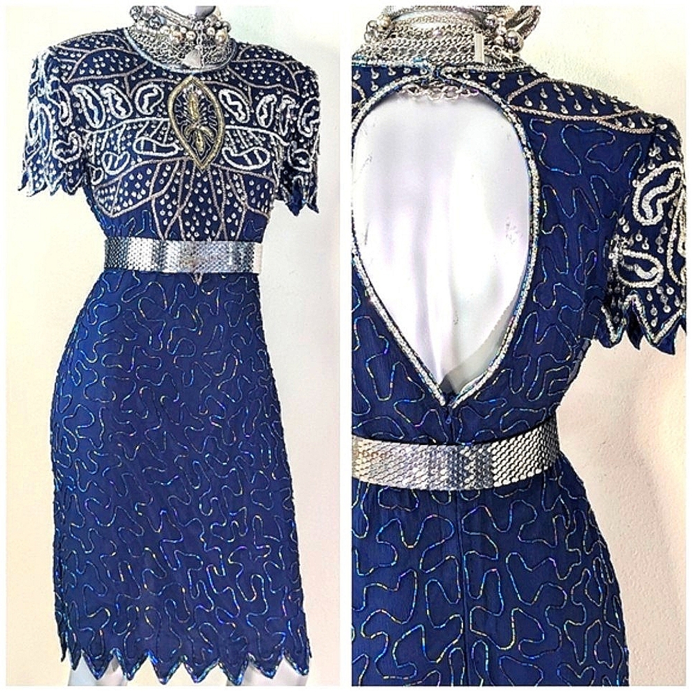 ViNTage "AMERICAN NIGHT" Sequins/Beads Wedding Cocktail "Mother of Bride" Dress
